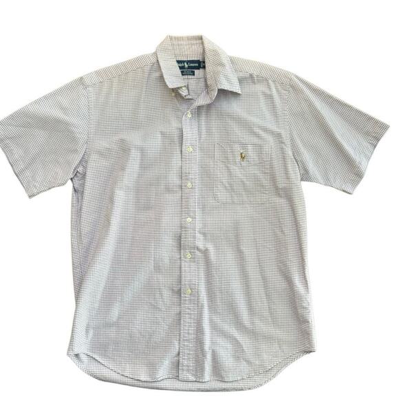 Ralph Lauren Men's Beige Plaid Blake Short Sleeves Button Down Shirt Size M - Picture 1 of 5